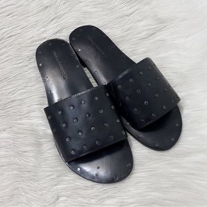 Vintage Foundry Co. Black Silver Stud Open Toe Slip On Lenore Sandals